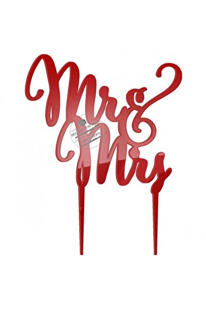 Decoratiuni Dulci Topper plexi text mr&mrs - Rosu