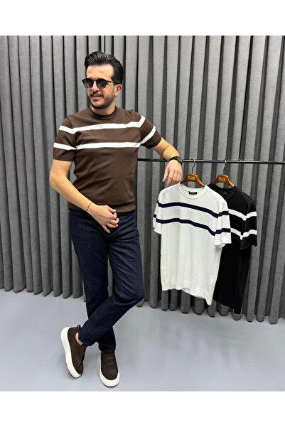 Avni Ceylan Ανδρικά μοντέρνα casual πλεκτά από ύφασμα ρεγιόν με ρίγες