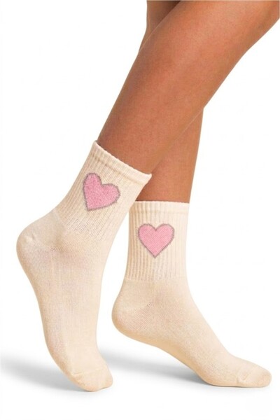 Esinti جوارب ملونة للجنسين بنمط قلب - جوارب قطنية على طراز التنس