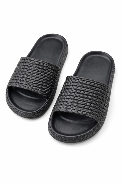 Ekonomik Ayakkabı Women's Knitted Patterned Slippers Non-Slip Sole Lightweigh...