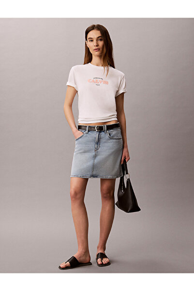 Calvin Klein Women's Ss Classic Resort Logo Detailed T-Shirt