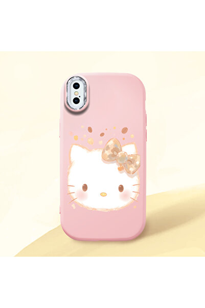 CASEVIBE iPhone X/XS Uyumlu Şık ve yüksek kaliteli karikatür kedi desenli tel...