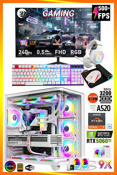 Zeiron Wegna X60 White Ryzen 7 5700X 16GB 512GB M.2 SSD RTX5060Ti 27" 240Hz S...