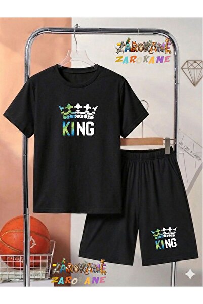 ZAROKANE Crowned Colorful King Printed Top and Shorts/T-Shirt Summer Children...
