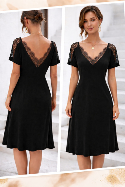 DRESSIFY WOMEN’S FASHION Γυναικείο κοντομάνικο φόρεμα μίντι από βισκόζη με δα...