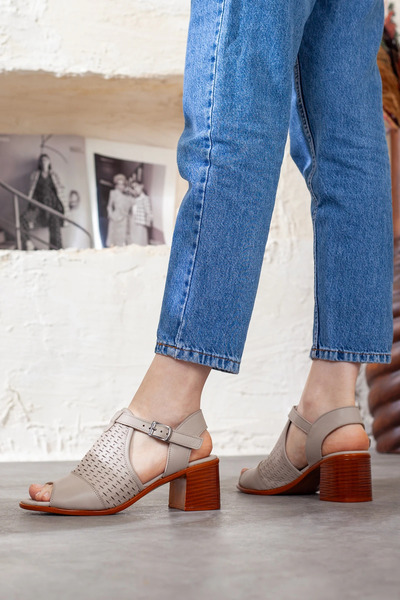 Adım Adım Women's Genuine Leather Heeled Sandals