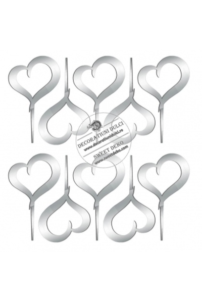 Decoratiuni Dulci Σετ 10 μίνι διακοσμητικά καρδιές, πλεξιγκλάς - Ασημί καθρέφτης