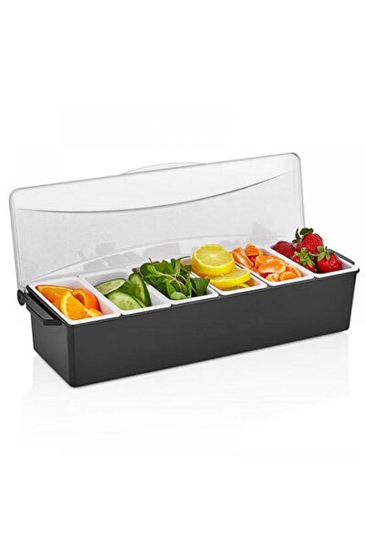 GastroPlast Gse-06 Bar Container with Lid, Set of 6, Black