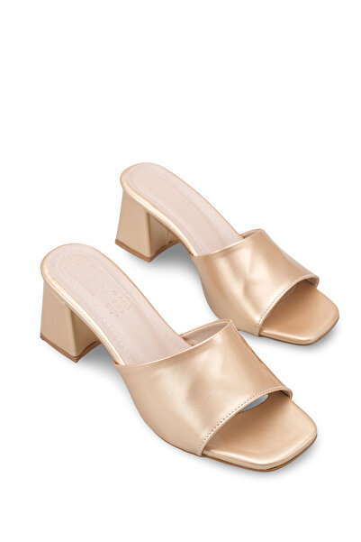 Riccon Γυναικείες παντόφλες με τακούνι Maia Lila 0012201 Χρυσό λουστρίνι