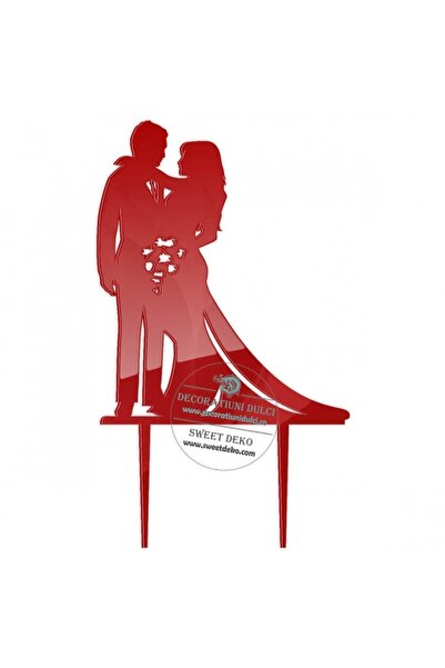 Decoratiuni Dulci Διακοσμητικό κορυφής τούρτας από πλεξιγκλάς με μπουκέτο - Ροζ