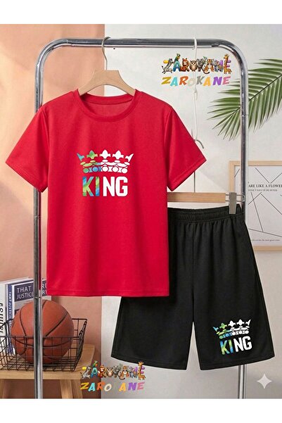 ZAROKANE Crowned Colorful King Printed Top and Shorts/T-Shirt Summer Children...