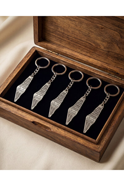 Zaytoon Σετ 5 τεμαχίων Παλαιστινιακός χάρτης με κέντημα σε σχήμα κεφίας Ασημί...