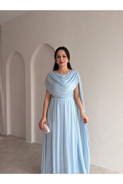 MAXMOOR LİNCON Maxi Elbise 3113 - Bebe Mavisi