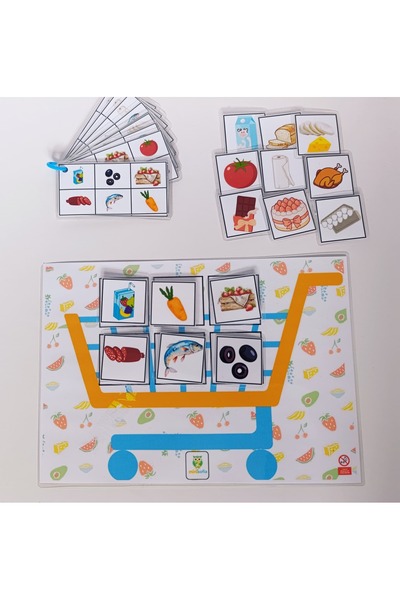 minisofia Montessori Cırt Cırtlı Alışveriş Sepeti Eşleştirme ve Hafıza Oyunu