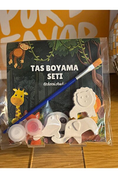 SLEEKI STUDIO 9 Adet 3D / 3 Paket / Random Hayvanlı Taş Boyama Figür Çocuk Ge...