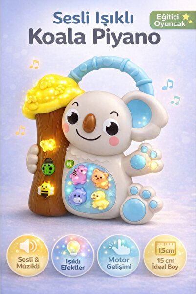 BYZ TOYS Sesli Işıklı Müzikli Koala Bebek Piyanosu - Müzikli Işıklı Bebek Pia...