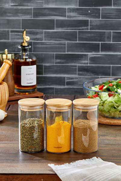 Cooker 3-Pack 300 ml Borosilicate Glass Jars with Bamboo Lids Ckr3896