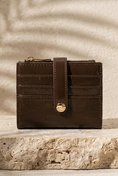 InStyle Card Holder Compartment Snap Detail Women's Wallet Bitter Brown