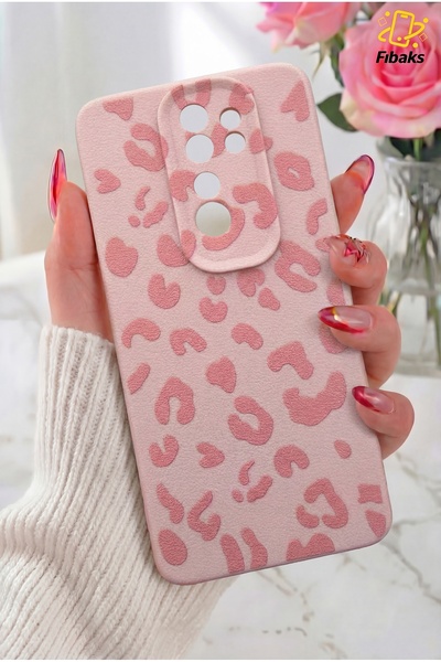 Fibaks Redmi Note 8 Pro Kılıf Pembe Leopar Şık Tasarımlı Premium İnce Soft Si...