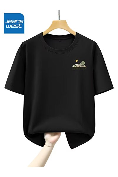 AEMİ Μπλουζάκι Unisex με στάμπα Sunny Day, Oversize, με λαιμόκοψη ποδηλάτου