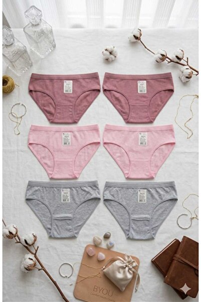 Funny Life Γυναικεία εσώρουχα μπικίνι Ribana με λεπτές ρίγες, συσκευασία 6 τε...