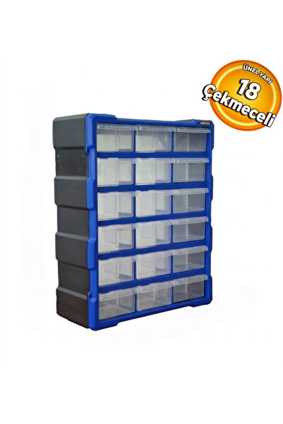 MADE TKMBS 18'li Vida Civata Dübel Bölmeli 18 Gözlü Çekmeceli Organizer Takım...