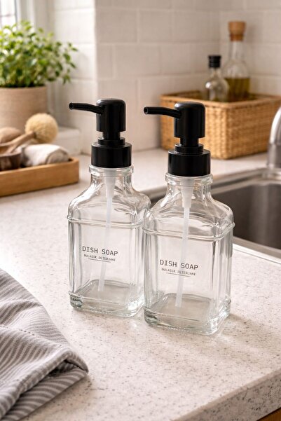 KARTEYA 2'li Cam Bulaşık Deterjan Şişesi 500 ML Uyumlu