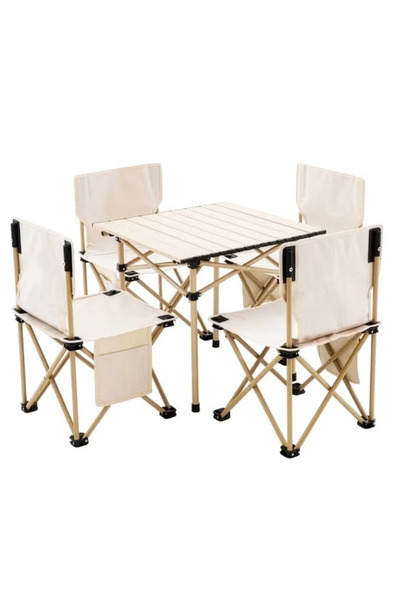 Cady One طقم طاولة تخييم محمولة مع 4 كراسي قابلة للطي