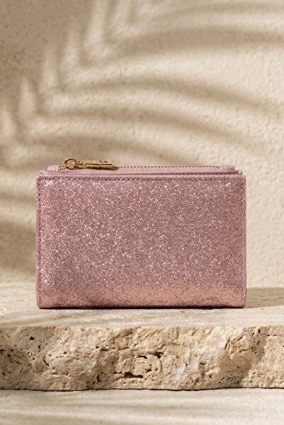 InStyle Κομψό γυναικείο πορτοφόλι με πούλιες σε ροζ απόχρωση