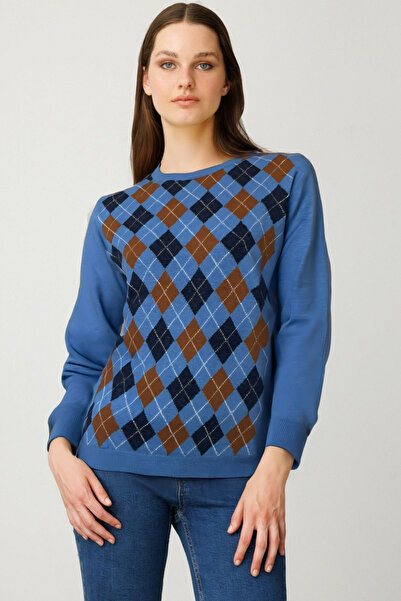 Desen Triko Γυναικείο μάλλινο πουλόβερ με λαιμόκοψη Ο-λαιμόκοψη και διακοσμητ...