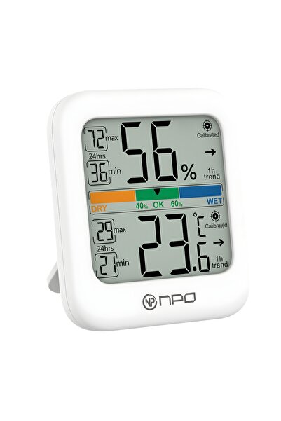NPT33AB Digital Indoor Thermometer and Humidity Meter, Widescreen, Comfort Indicator, White