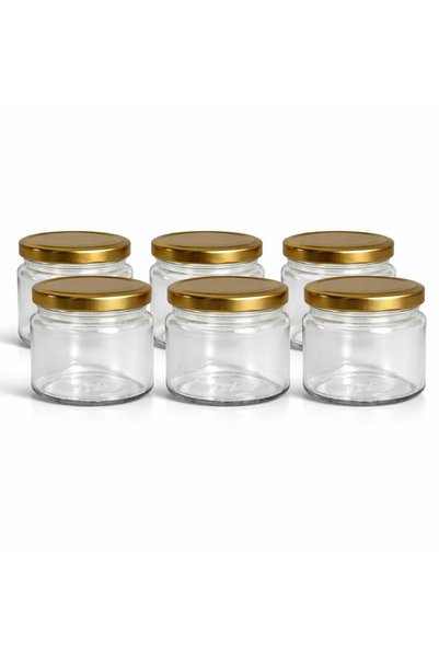 sara shoop 6-Piece Glass Jar Set 300 Cc – with Gold Lid, Multi-Purpose (Magnolia, Sweet and Winter Use)