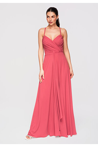 Larica OMBRE Γυναικείο Μάξι Φόρεμα Επίσημο LA-OM-DLR310 Κοραλλί