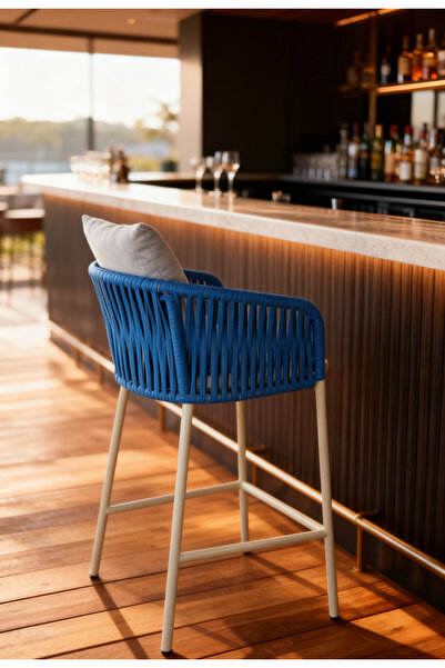Muzzi Büti Bar Sandalyesi 57x57x105 cm – Metal Ayaklı Indoor Outdoor Kafe Bar...