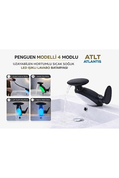 ATLT ATLANTİS PENGUEN MODELLİ LAVABO BATARYASI SICAK SOĞUK RENK DEĞİTİREN LED...