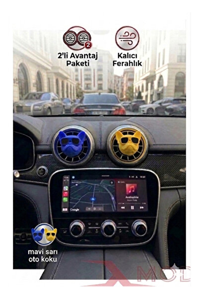 XMOD Sevimli Köpek Figürlü Araç İçi Oto Kokusu 2'li Avantaj Paketi Sarı ve Ma...