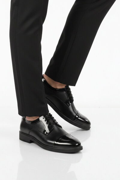 Aspor Black Patent Leather Genuine Leather Men's Casual Shoes