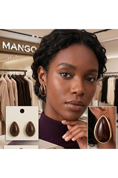 Lunarie أقراط Xuping Vintage Brown Stone Stone Sallant باللون البني - أقراط ب...