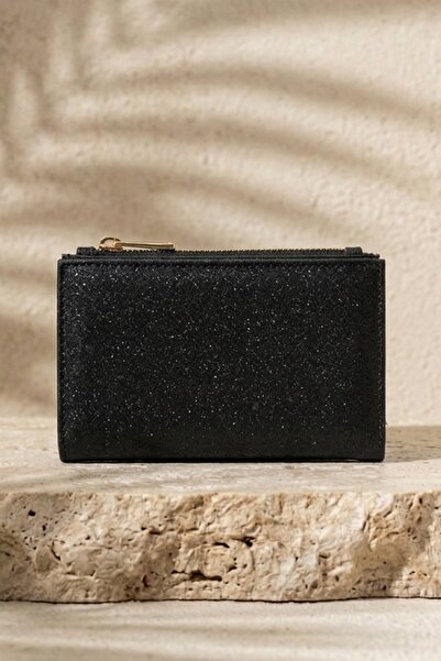 InStyle Κομψό Γυναικείο Πορτοφόλι με Παγιέτες Μαύρο