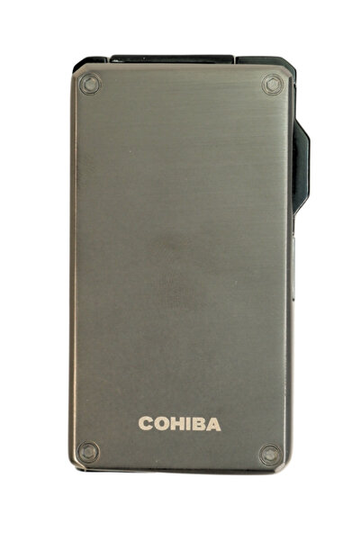 COHİBA Çift Torch Pürmüz Deliclili Gunmetal Metal Puro Çakmağı