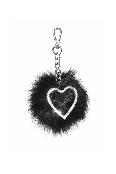 Arabasına Aşıklar Kulubü Black Feathered Heart Stone Keychain