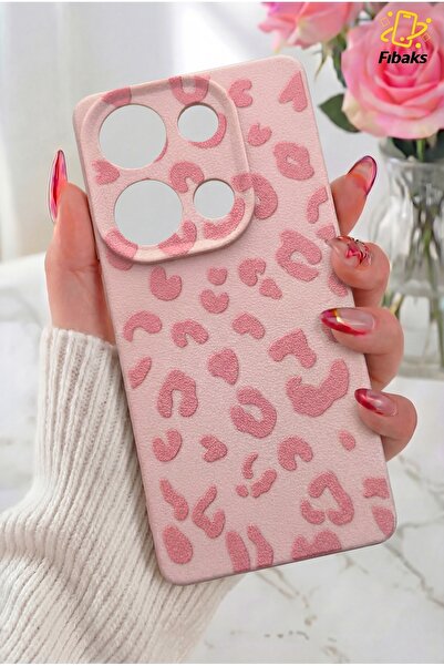 Fibaks Redmi Note 13 Pro 4G Kılıf Pembe Leopar Şık Tasarımlı Premium İnce Sof...