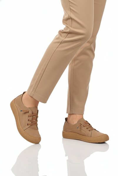 Aspor Beige Genuine Leather Women's Casual Shoes