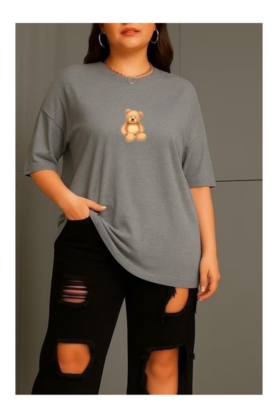 ZİYMO Bear Printed Oversize T-Shirt