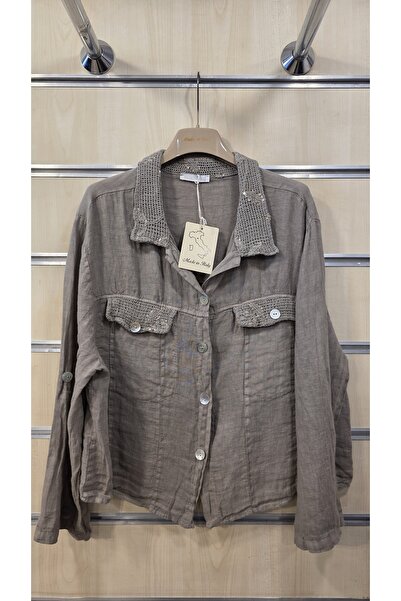 Park Moda Ιταλικό λινό μπουφάν με λεπτομέρεια από κοχύλια