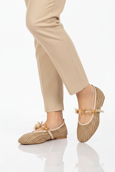 Aspor Beige Women's Ballerinas