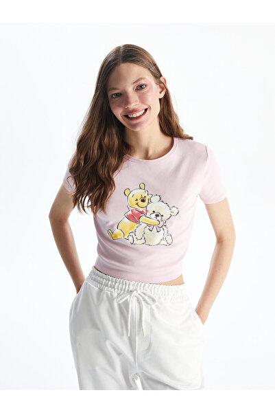 LC Waikiki Crop top de damă cu guler rotund și imprimeu Winnie the Pooh
