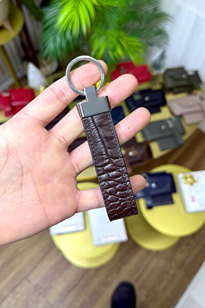 CüzCan Καφέ μπρελόκ από γνήσιο δέρμα Croco Premium