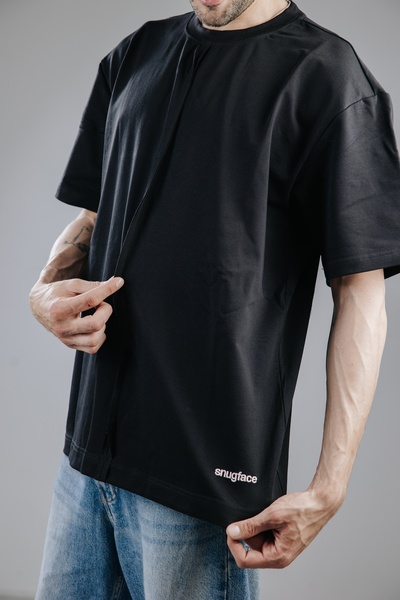 Snugface The Line Oversized Mens Tshirts, Black, SF15-7BLK , Size-S