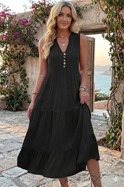 Modayakamoz Νέα σεζόν Γυναικείο φόρεμα μίντι από βισκόζη με χοντρό λουράκι κα...